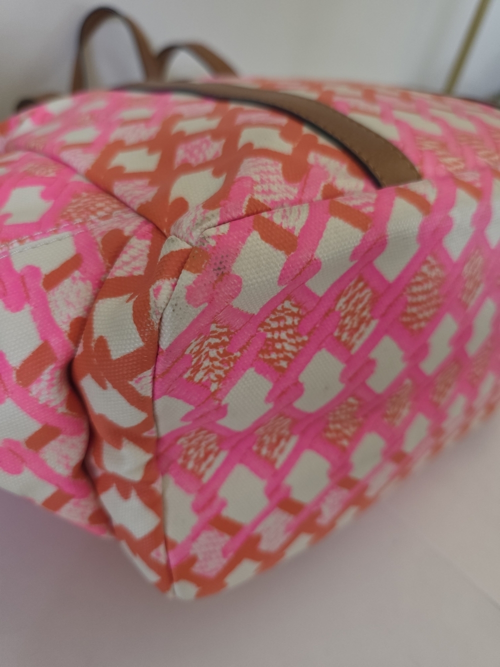 Rebecca Minkoff Neon Marissa Diaper Bag Tote Coated Canvas Pink Orange Crossbody - Picture 9 of 14